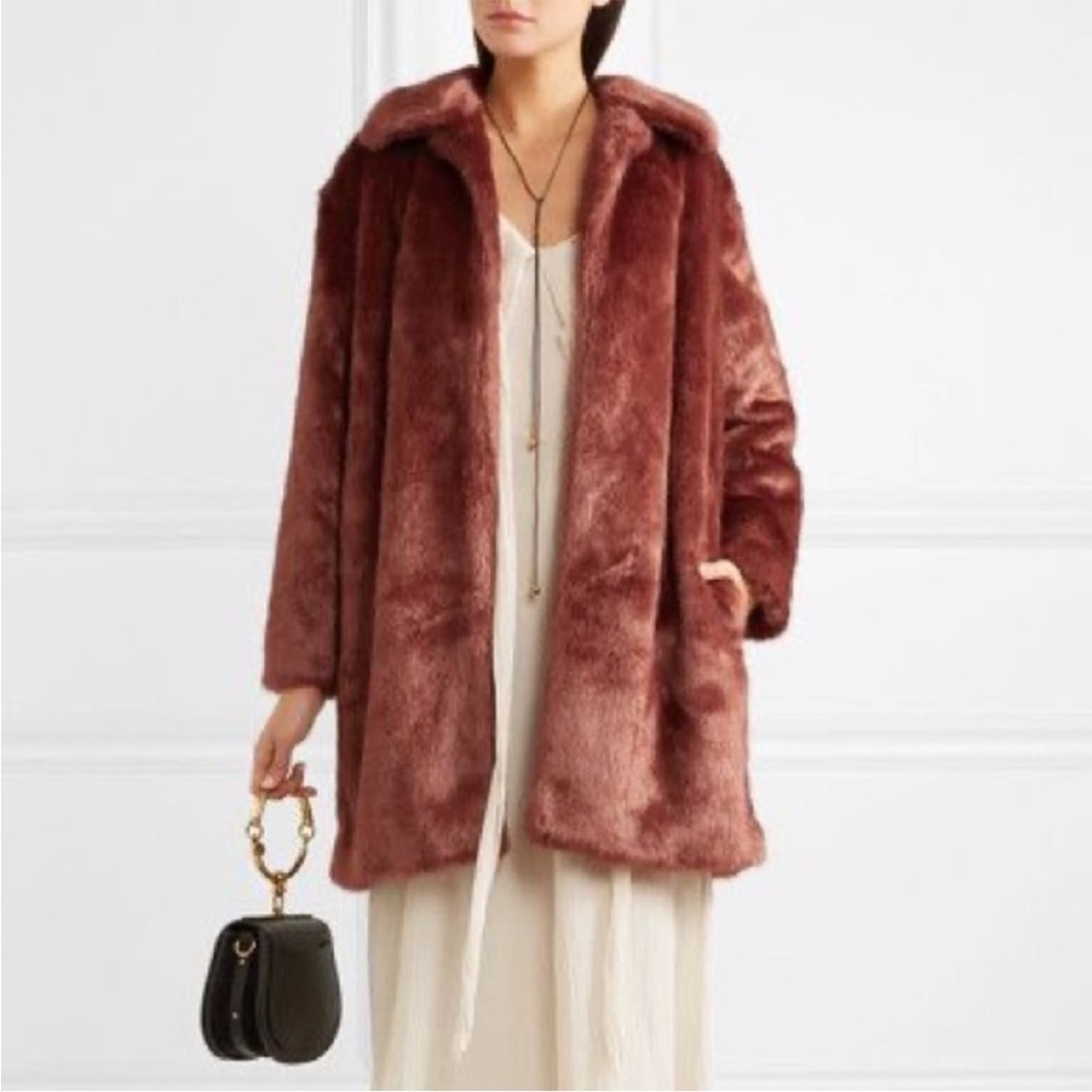 FRAME Faux Fur Coat In Spice Size Medium